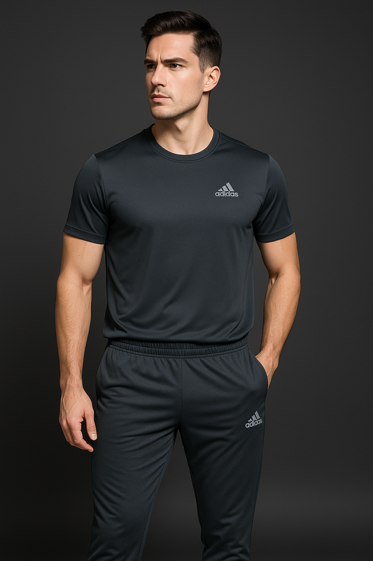 Men’s Signature Adidas Charcoal Tracksuit Set
