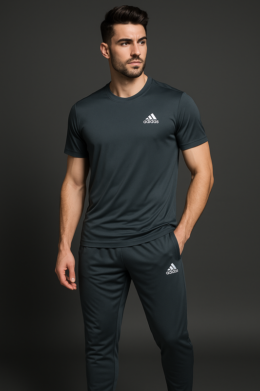 Men’s Signature Adidas Charcoal Tracksuit Set