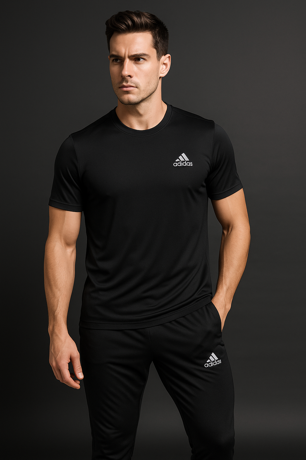 Men’s Signature Adidas Black Tracksuit Set